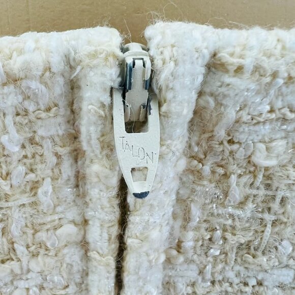 American VINTAGE 90s Impasse US 12 Womens Yellow Tweed Wool Sheath Mini Dress - Picture 4 of 5